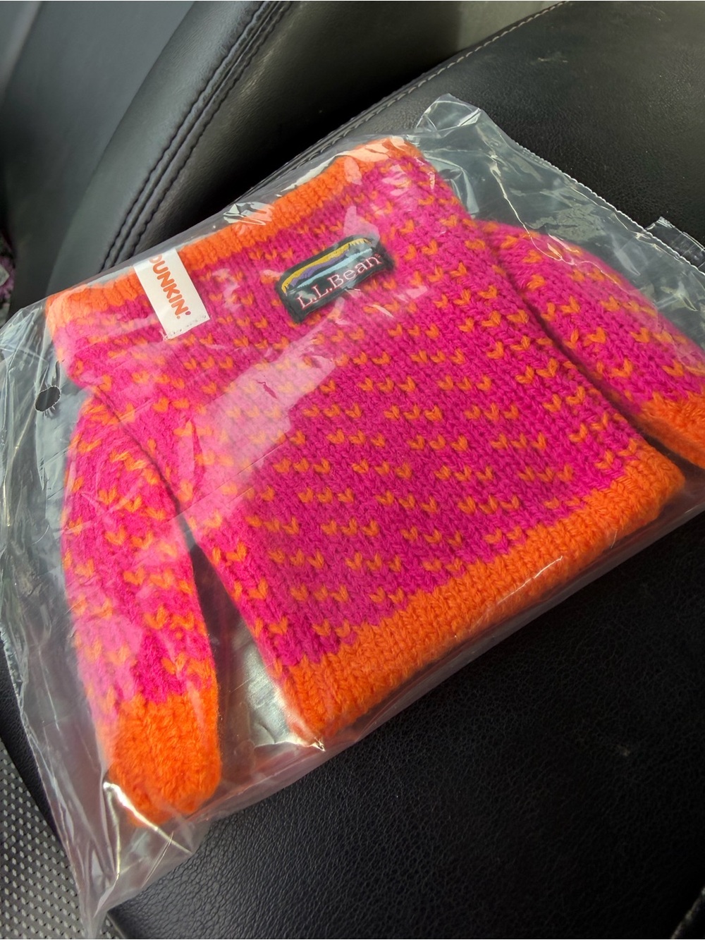 L.L. Bean Pink and Orange Knit Mini Sweater Ornament